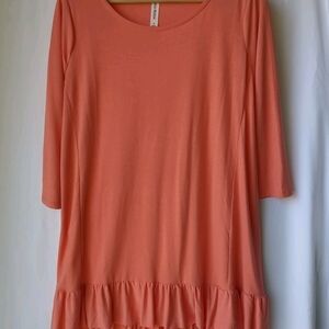 Elegant Coral Women's Top with Ruffle Detail